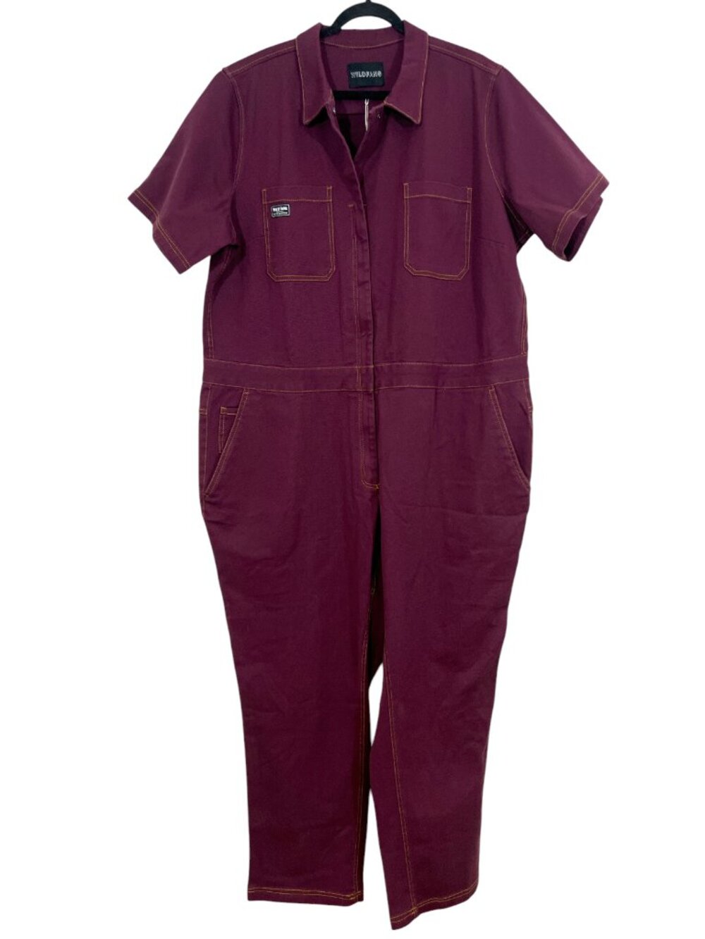 Wildfang The Essential Denim Shortsleeve Coverall 1X NWOT $165